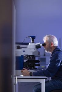 Steve usingthe light microscope